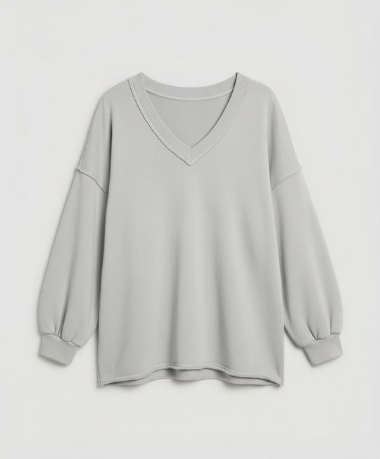 Oversized Damen V-Ausschnitt Sweatshirt | EB