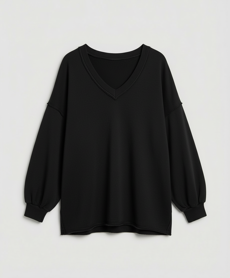 Oversized Damen V-Ausschnitt Sweatshirt | EB