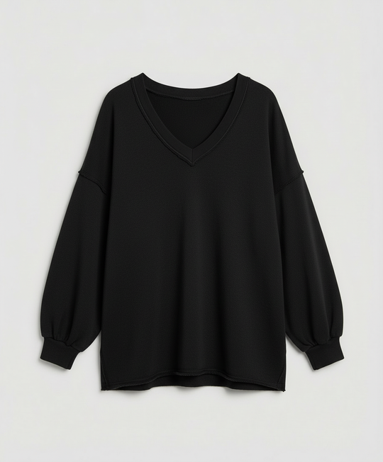 Oversized Damen V-Ausschnitt Sweatshirt | EB