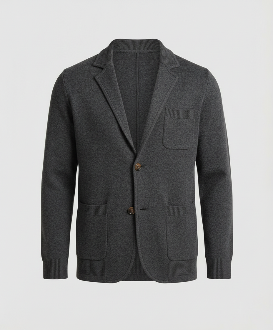 EB | Stilvolles Herrenblazer mit lässigen Knopfpatch-Taschen und Kragen