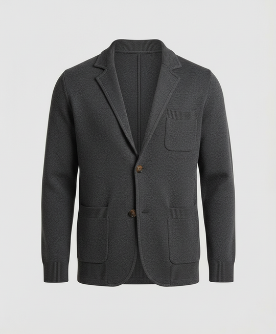 EB | Stilvolles Herrenblazer mit lässigen Knopfpatch-Taschen und Kragen