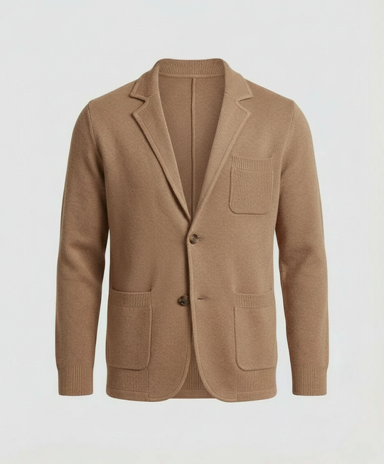 EB | Stilvolles Herrenblazer mit lässigen Knopfpatch-Taschen und Kragen