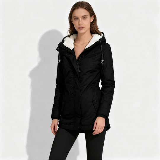 Gefütterte Thermo Schutz Kapuzenmantel Klassische Winterjacke Damen