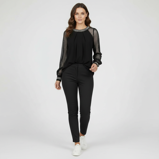Mesh-Pailletten Damen Top | EB