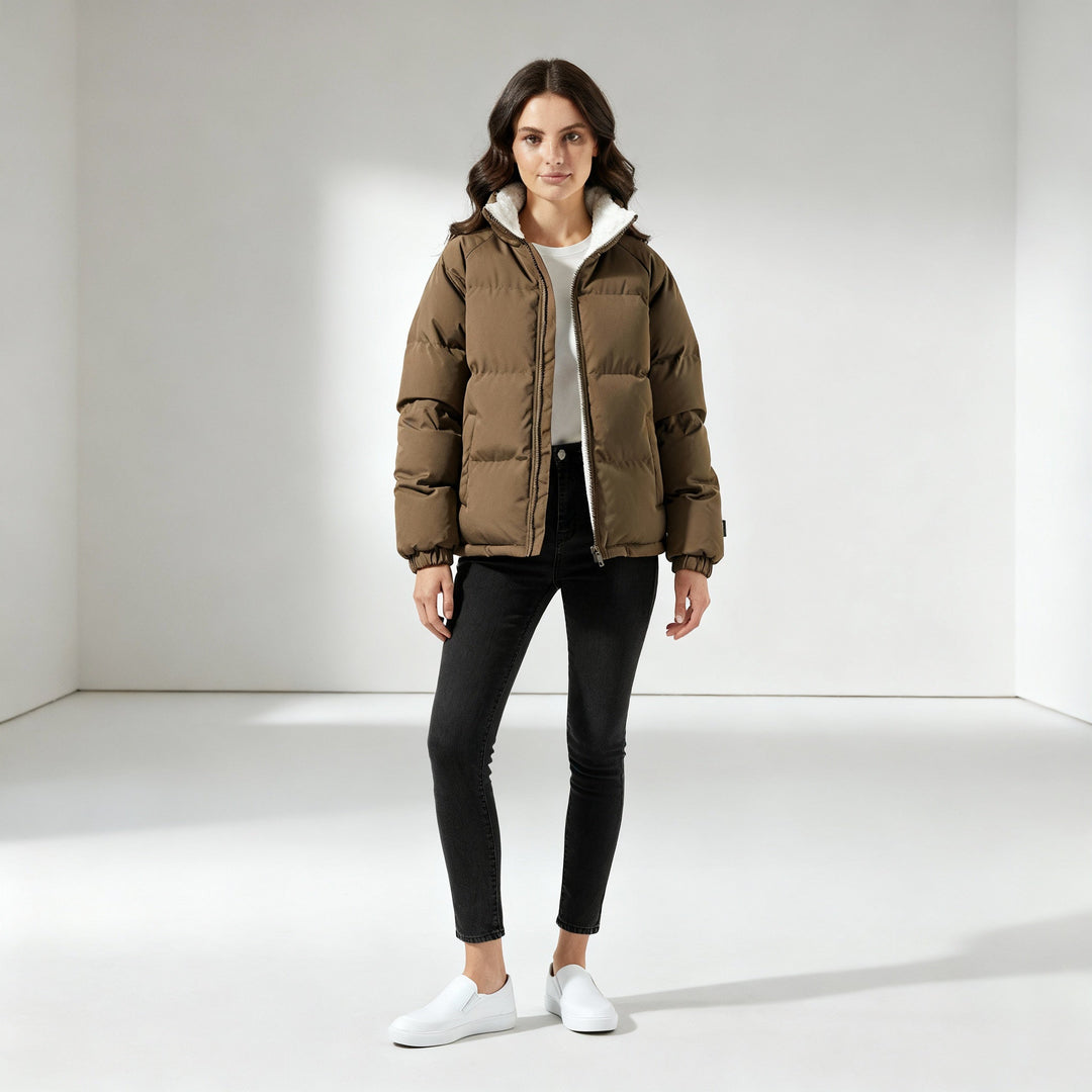 Warm Fleecegefüttert Leicht Pufferjacke Damen | EB