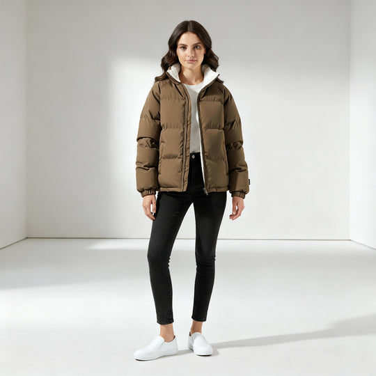 Warm Fleecegefüttert Leicht Pufferjacke Damen | EB