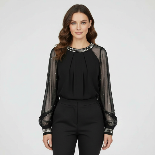 Mesh-Pailletten Damen Top | EB