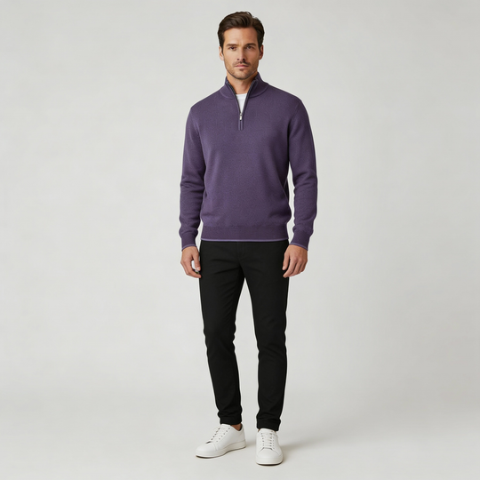 Eleganter Merino Komfort Pullover Damen Reißverschluss Moderne Strickware | EB