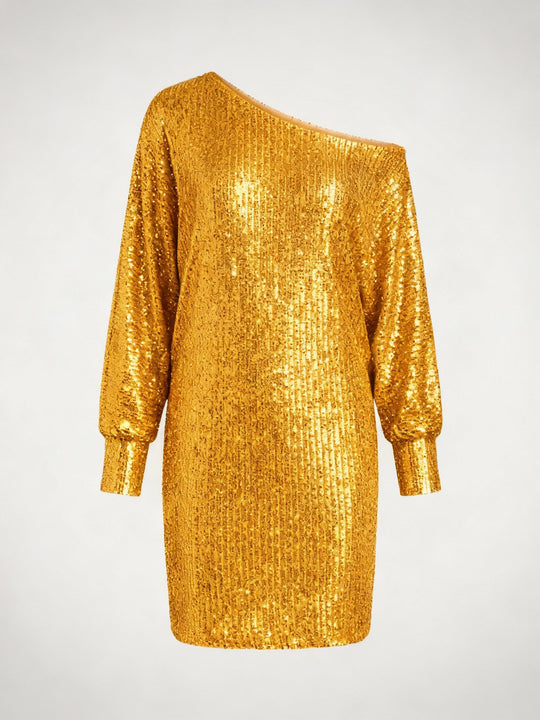 Glamouröses Kontrast Paillettenkleid Damen | EB