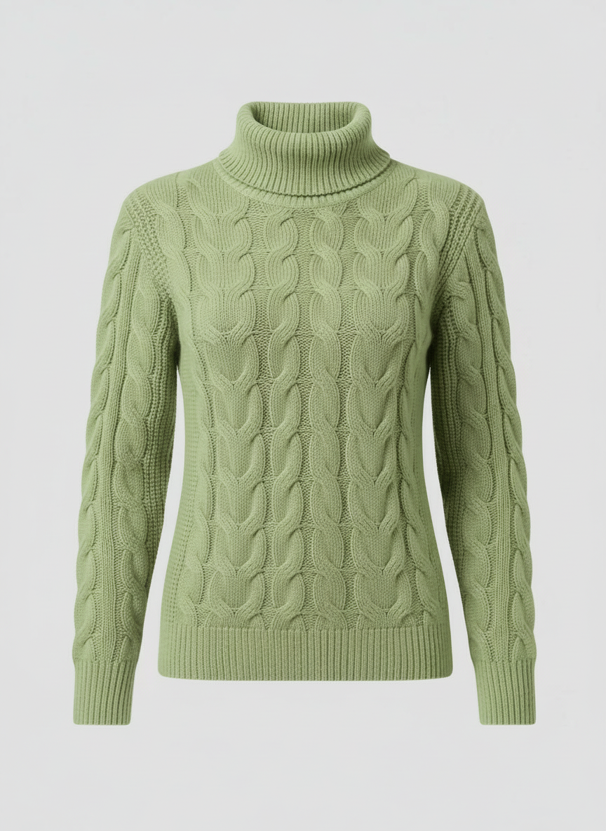 Zopfmuster Rollkragenpullover Damen | EB