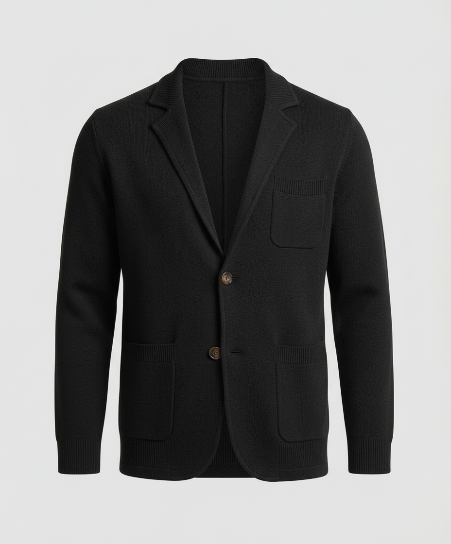 EB | Stilvolles Herrenblazer mit lässigen Knopfpatch-Taschen und Kragen