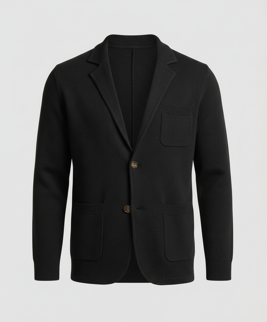 EB | Stilvolles Herrenblazer mit lässigen Knopfpatch-Taschen und Kragen