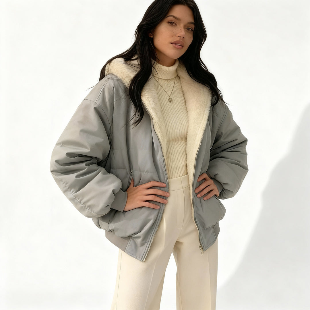 Komfort Fit Oversized Thermo Fleece Winterjacke Damen