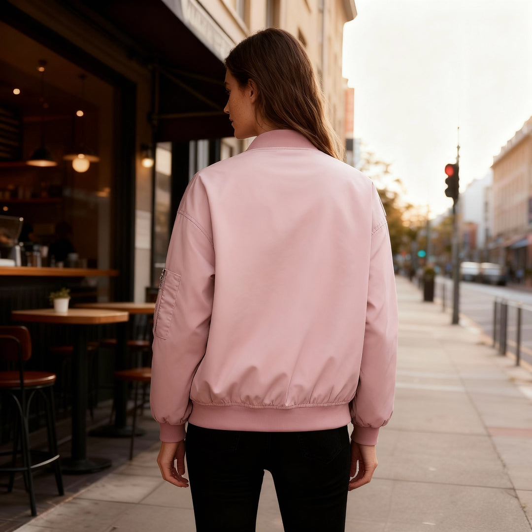 Damen sportliche Bomberjacke mit praktischen Taschen und Stehkragen EB