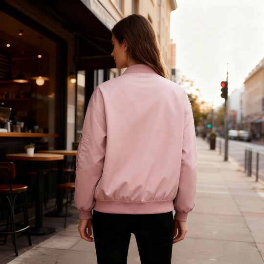 Damen sportliche Bomberjacke mit praktischen Taschen und Stehkragen EB