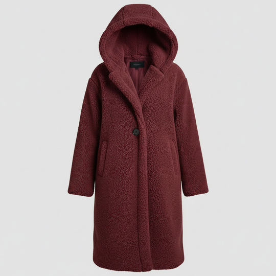 Modischer Teddy Mantel Damen Komfort Langer Mantel Kapuze | EB