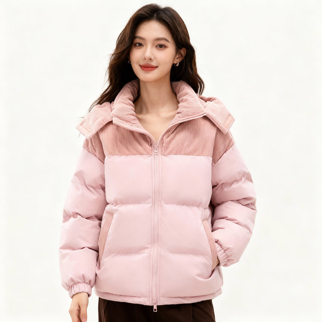 Damen isolierte Pufferjacke mit kuscheligem Innenfutter und verstellbarem Kapuzensystem – EB