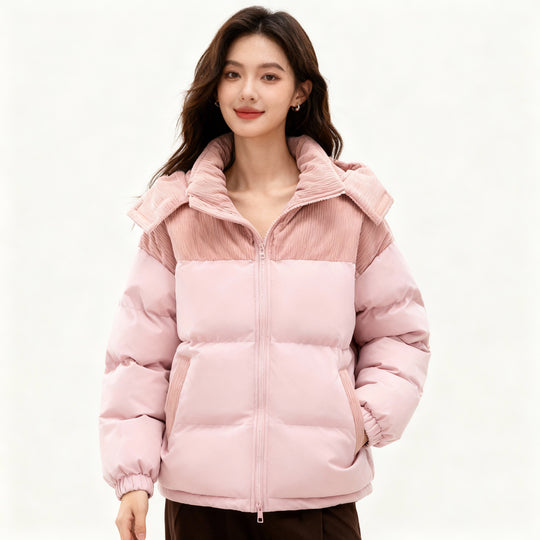 Damen isolierte Pufferjacke mit kuscheligem Innenfutter und verstellbarem Kapuzensystem – EB