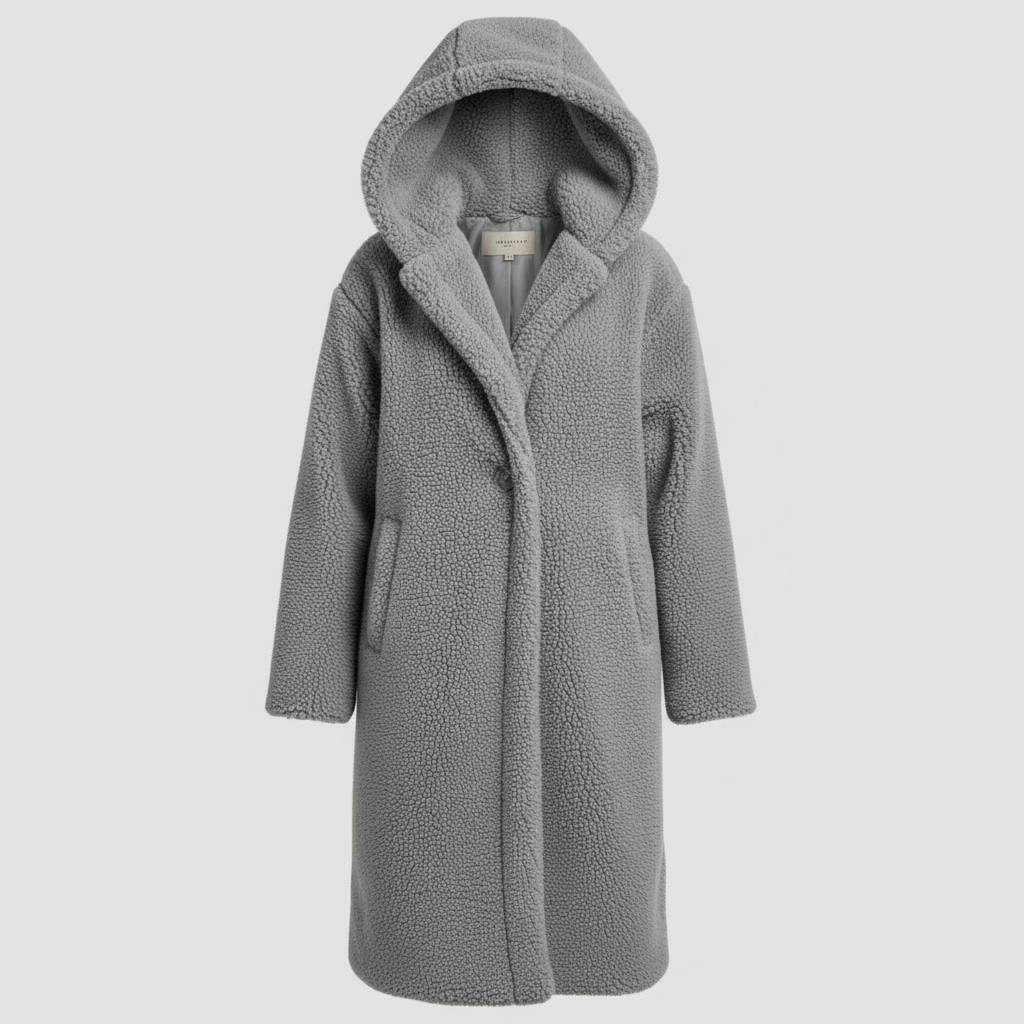 Modischer Teddy Mantel Damen Komfort Langer Mantel Kapuze | EB