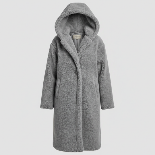 Modischer Teddy Mantel Damen Komfort Langer Mantel Kapuze | EB