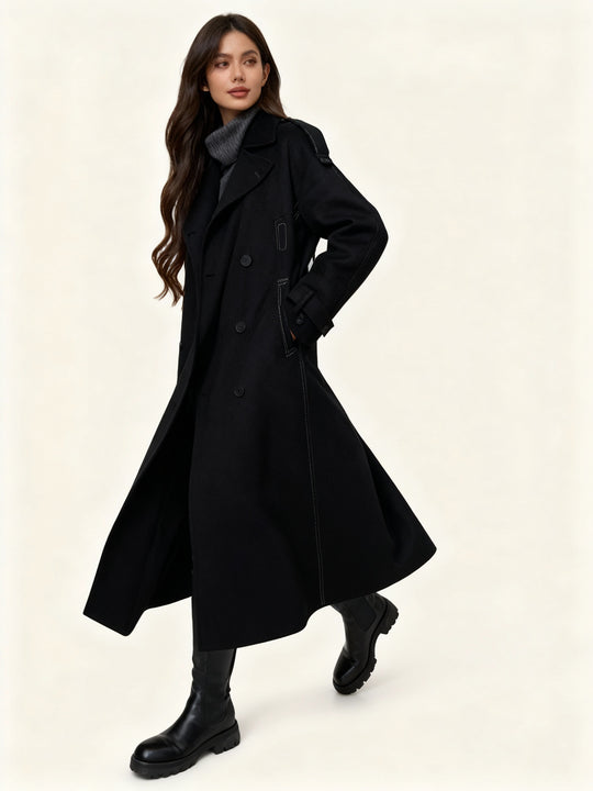 EB | Damen Bouclé-Mantel mit Knopfdetails – Elegant & Zeitlos