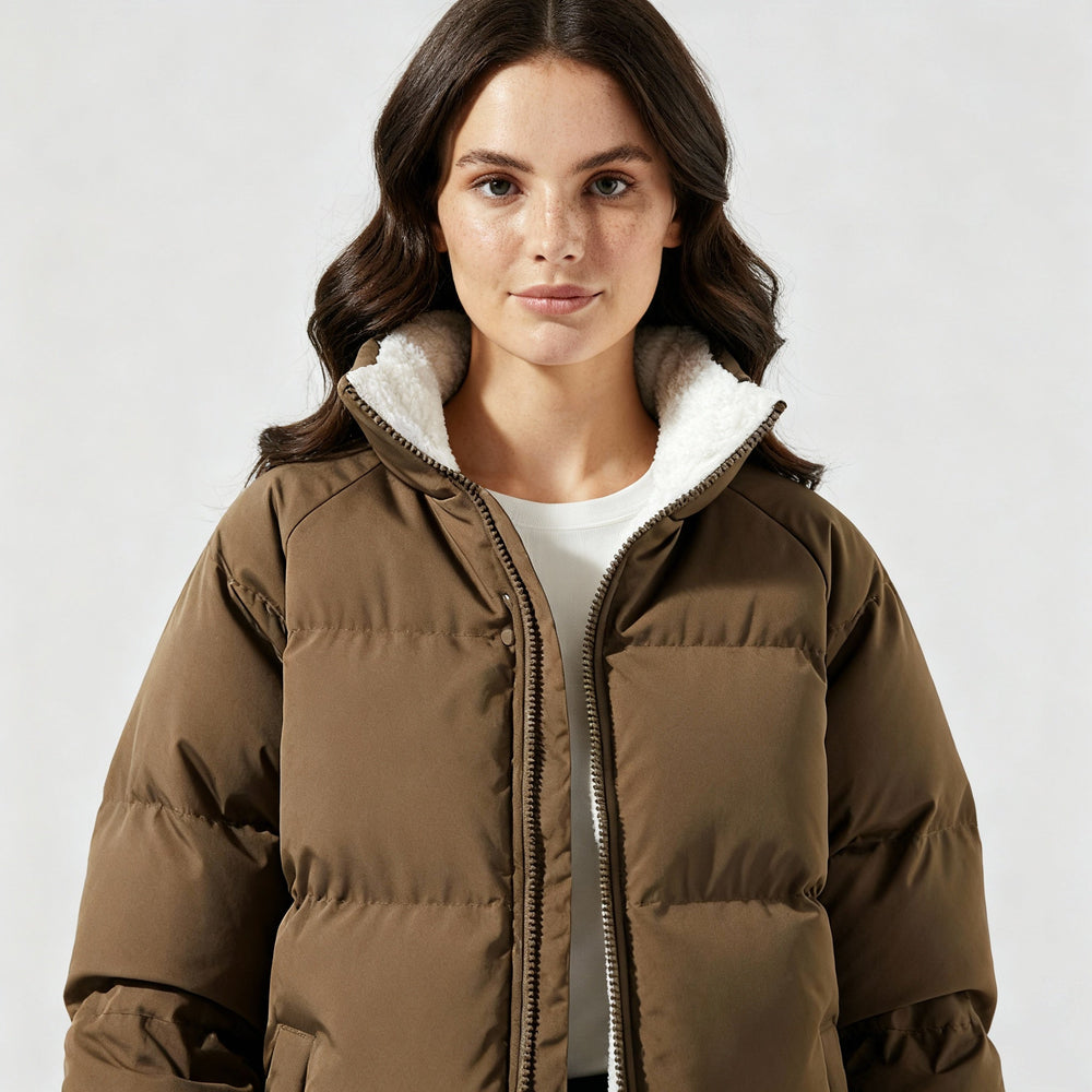 Warm Fleecegefüttert Leicht Pufferjacke Damen | EB