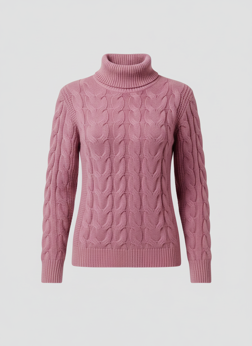 Zopfmuster Rollkragenpullover Damen | EB