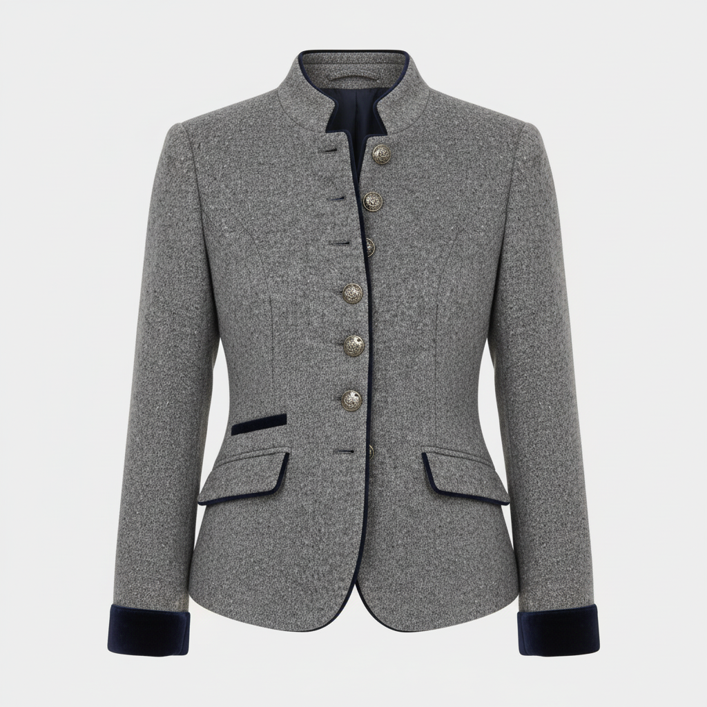 Klassische Strukturierte Premium Komfort Wolljacke Damen | EB