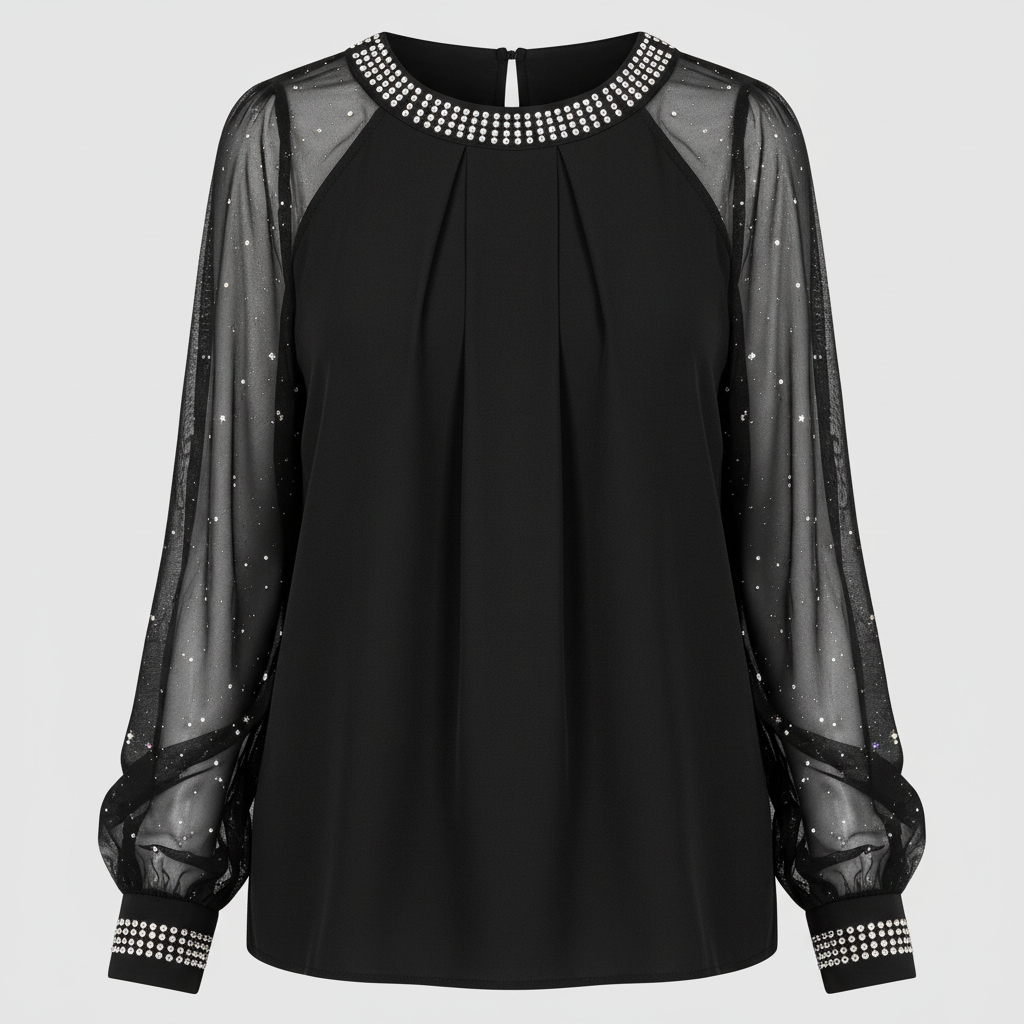 Mesh-Pailletten Damen Top | EB