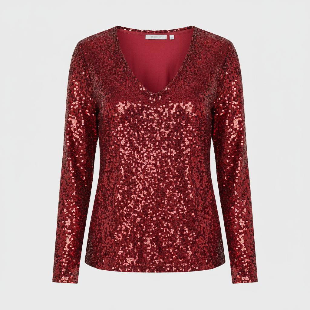 Glitzernde Party Eleganz V Ausschnitt Top Damen | EB