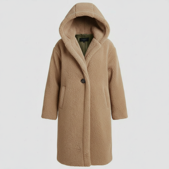 Modischer Teddy Mantel Damen Komfort Langer Mantel Kapuze | EB