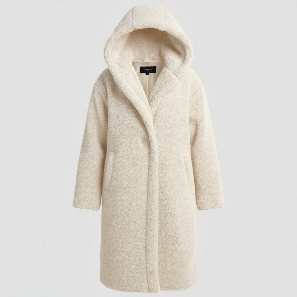 Modischer Teddy Mantel Damen Komfort Langer Mantel Kapuze | EB