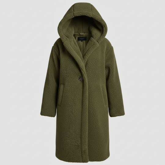 Damen Teddy Mantel mit Kapuze | EB