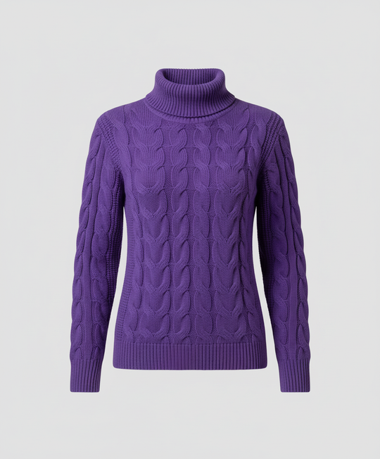 Zopfmuster Rollkragenpullover Damen | EB