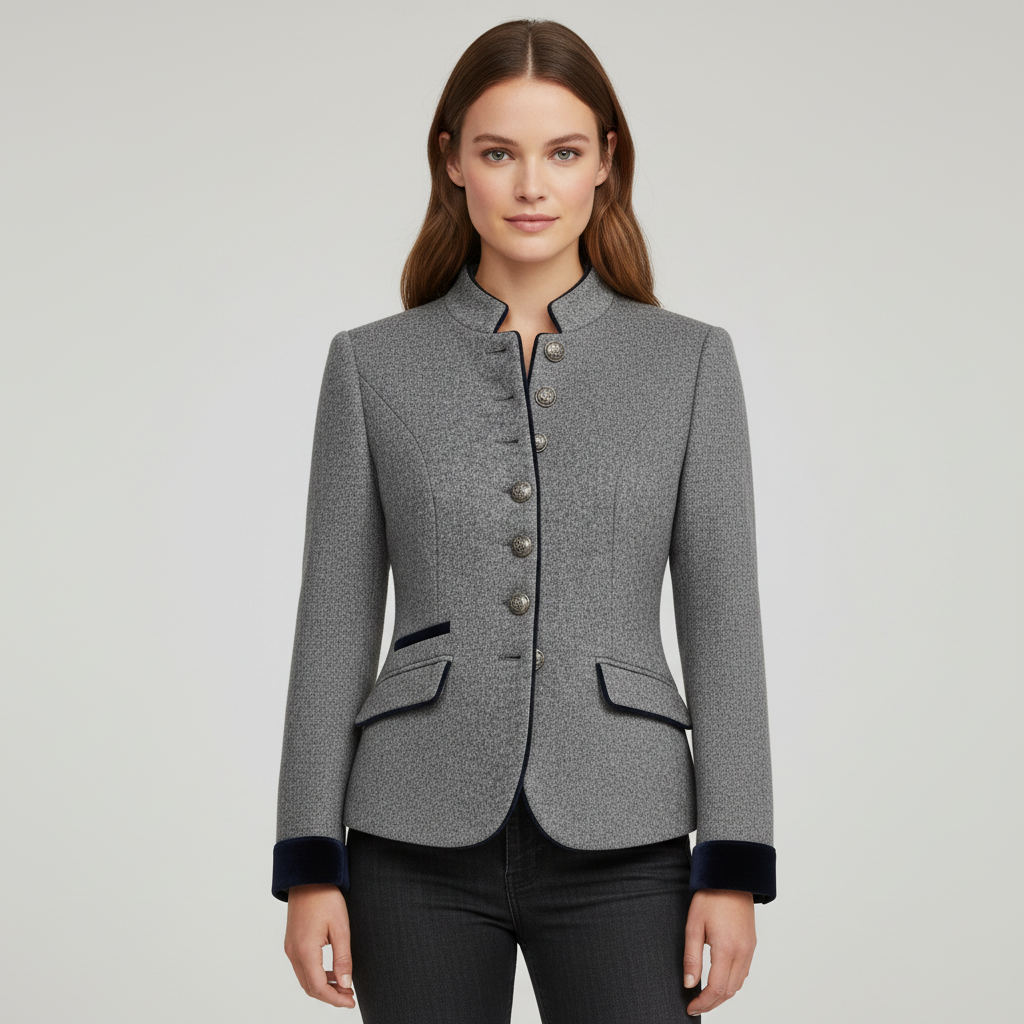 Damen Kurzjacke mit Mehrknopfleiste und Farbakzenten | EB