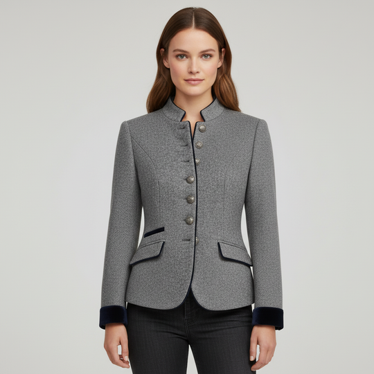 Damen Kurzjacke mit Mehrknopfleiste und Farbakzenten | EB