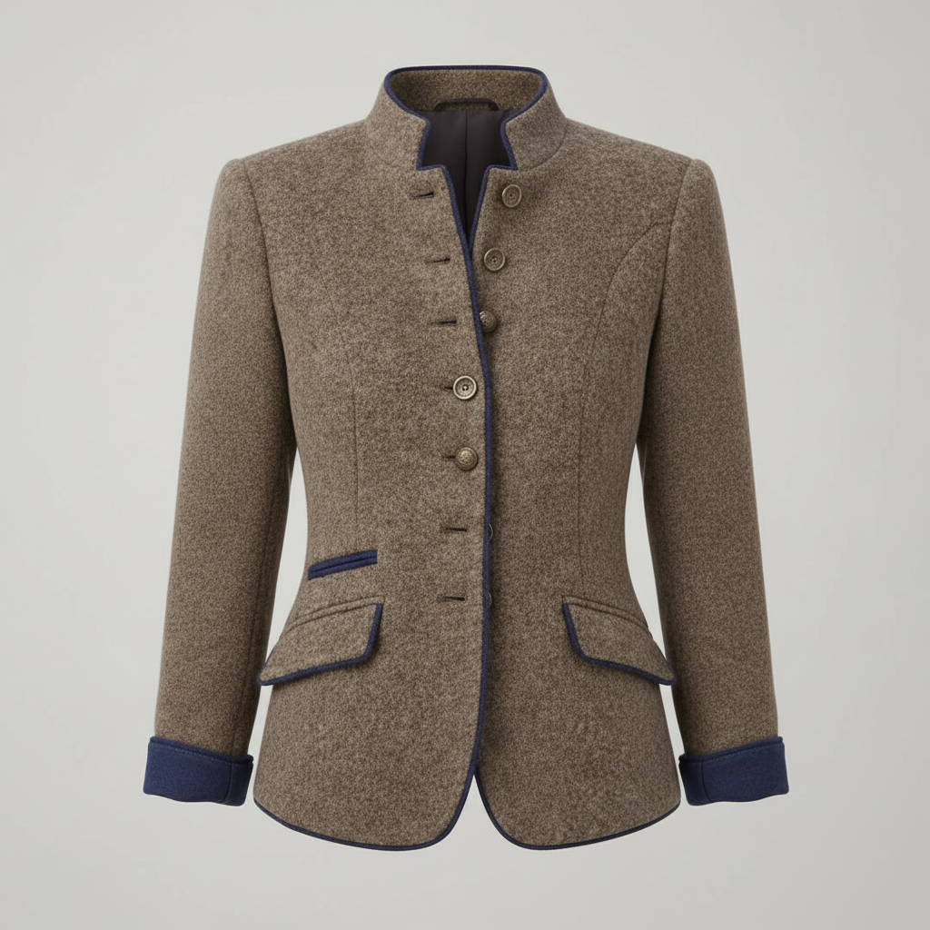 Klassische Strukturierte Premium Komfort Wolljacke Damen | EB