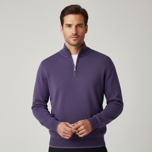 Eleganter Merino Komfort Pullover Damen Reißverschluss Moderne Strickware | EB