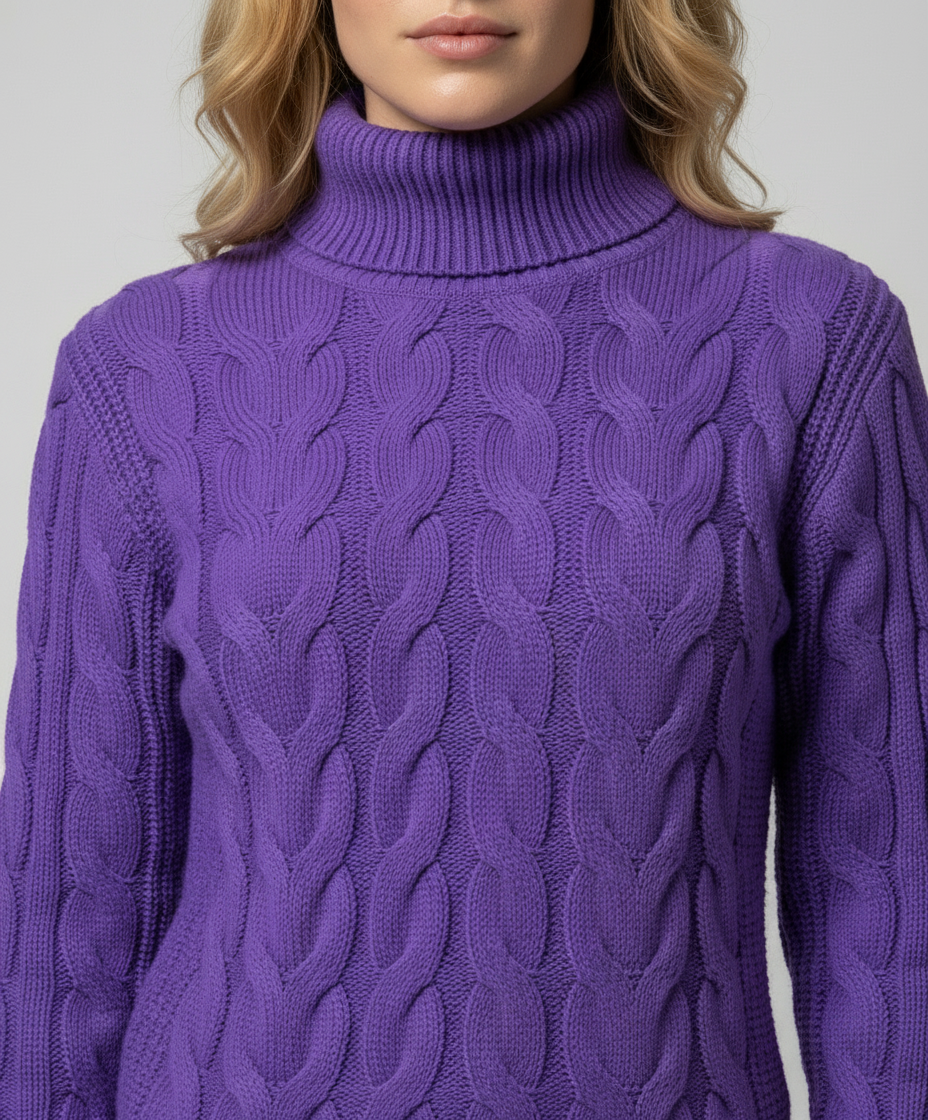 Zopfmuster Rollkragenpullover Damen | EB