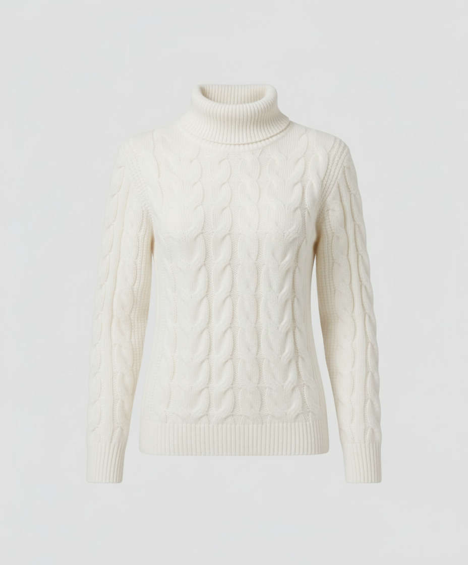 Zopfmuster Rollkragenpullover Damen | EB