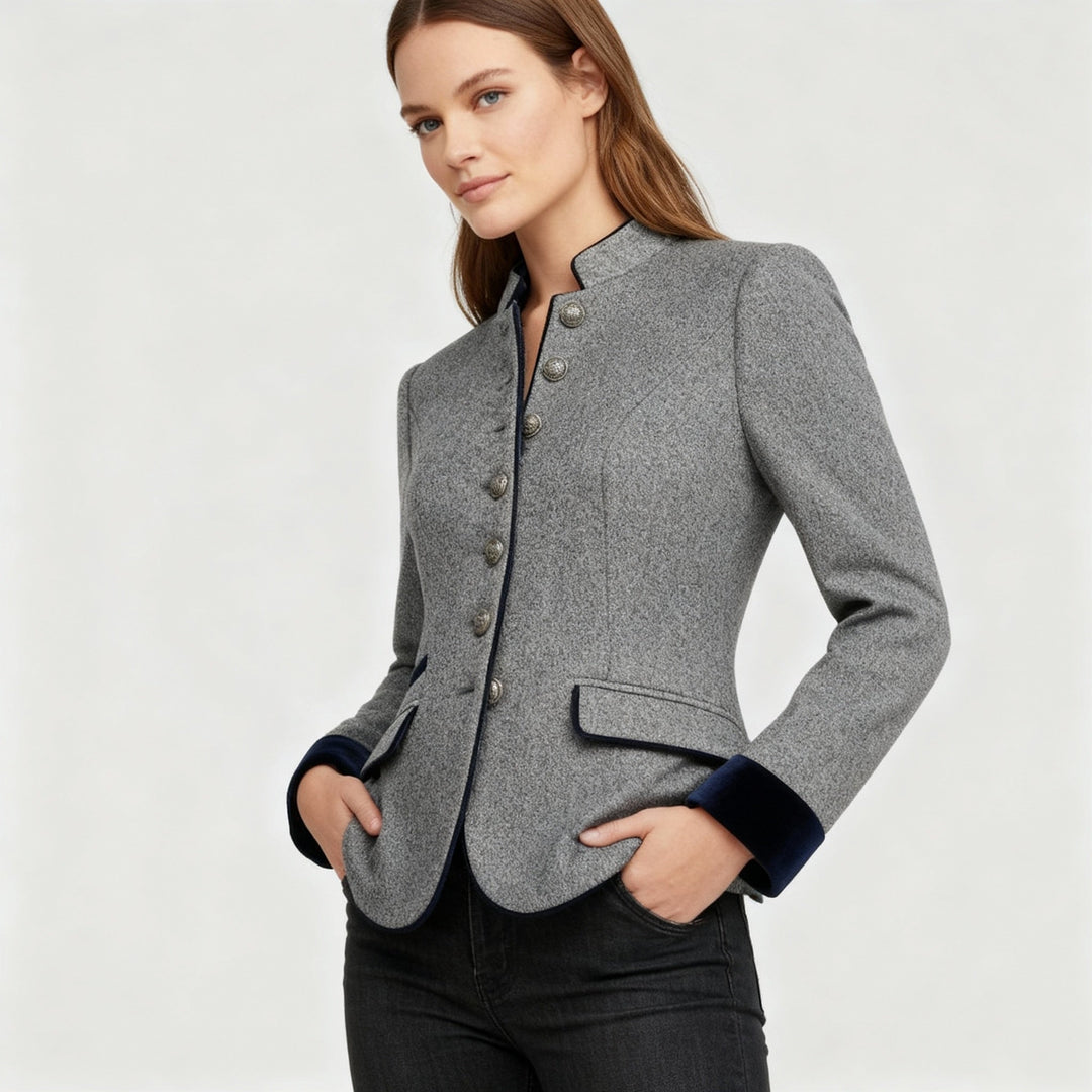 Klassische Strukturierte Premium Komfort Wolljacke Damen | EB