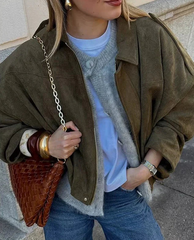 EB | Oversized Damenjacke aus veganem Wildleder