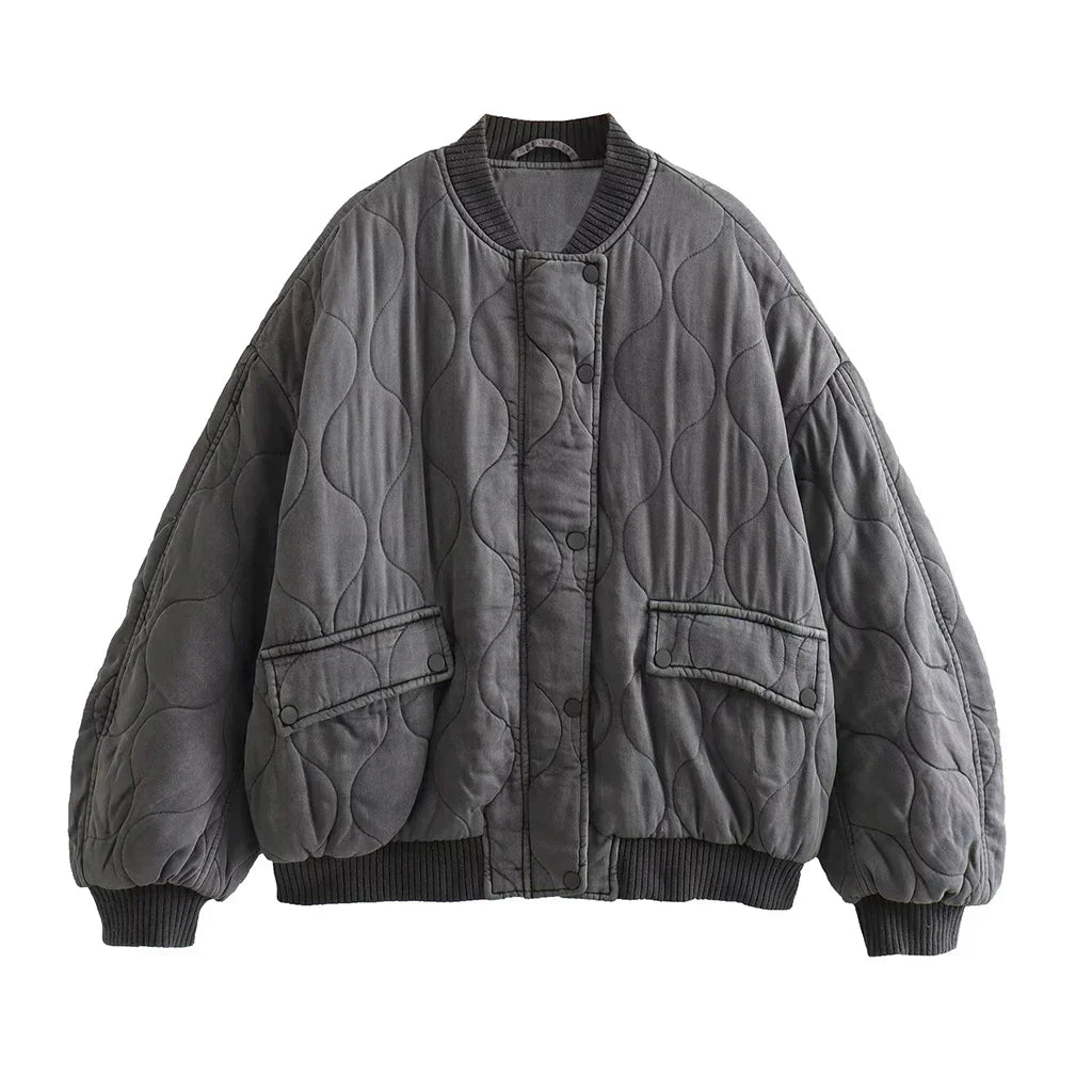 EB | Graue Bomberjacke Damen - Lässig, Trendy & Bequem