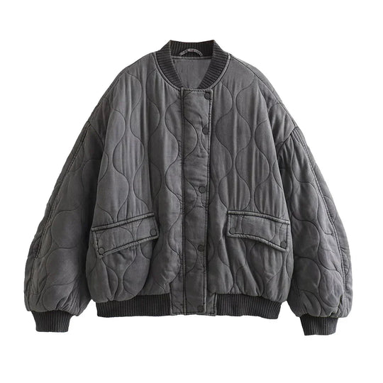 EB | Graue Bomberjacke Damen - Lässig, Trendy & Bequem