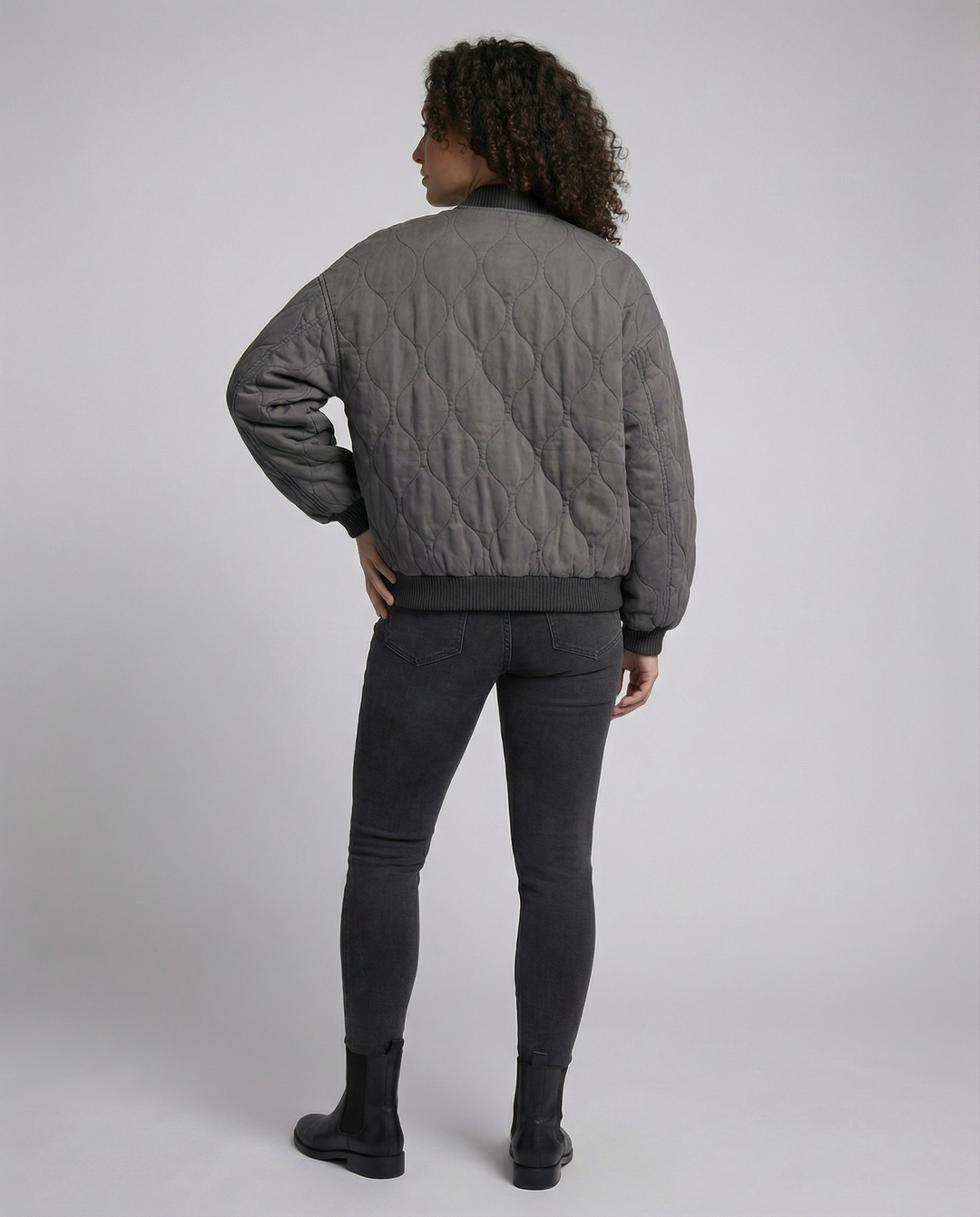 EB | Damen Oversized Graue Bomberjacke