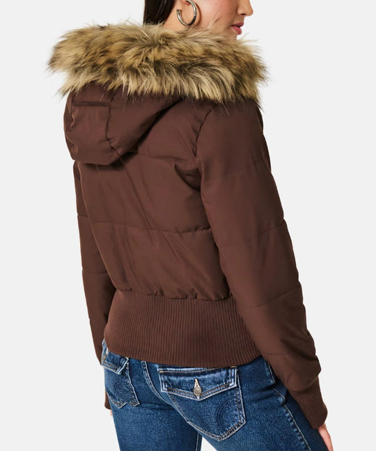 Damen Gesteppt Winterjacke mit Warm & Abnehmbarer Kapuze | EB