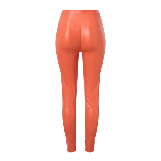 EB | Bequeme und Figurformende Lederleggings mit Reißverschluss für Damen