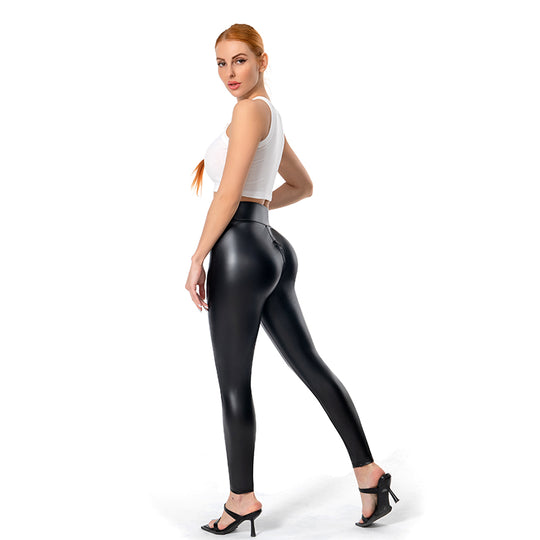 EB | Bequeme und Figurformende Lederleggings mit Reißverschluss für Damen