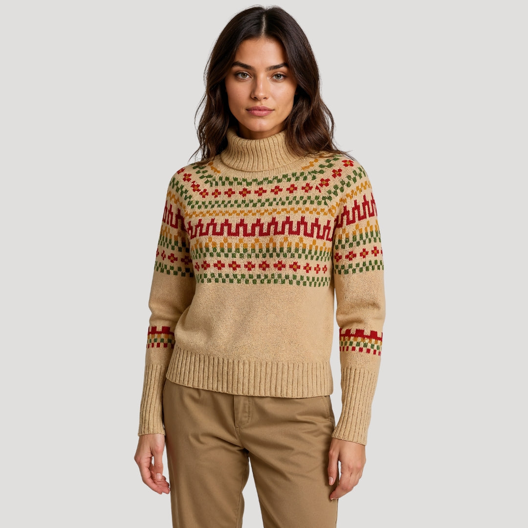 EB | Strickpullover mit Rollkragen und Wintermuster Warm und Stilvoll für Kalte Tage