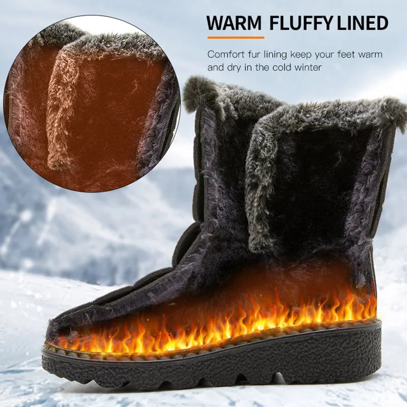 EB | Damen wasserdichte Winterstiefel mit Fellfutter, knöchelhoch